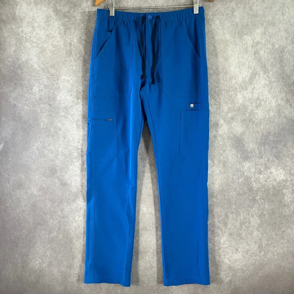 FIGS Scrub Pants Mens Small‎ Blue FIONx TM3001 Cargo Drawstring Medical Uniform